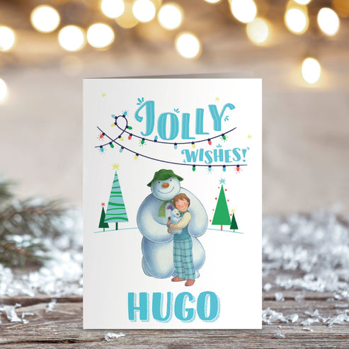 The Snowman Jolly Wishes! Personalised Greeting Card