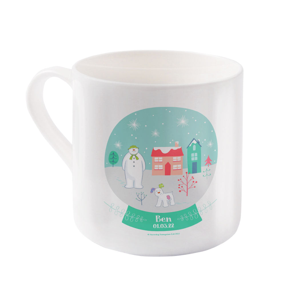 The Snowman and the Snowdog Snow Globe Personalised Bone China Mug