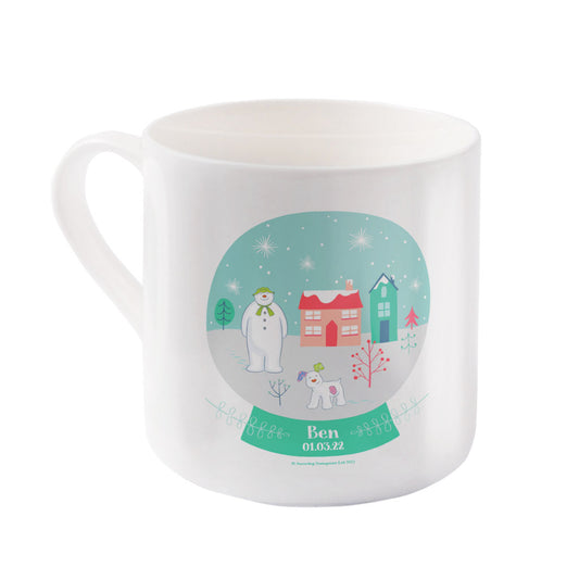 The Snowman and the Snowdog Snow Globe Personalised Bone China Mug