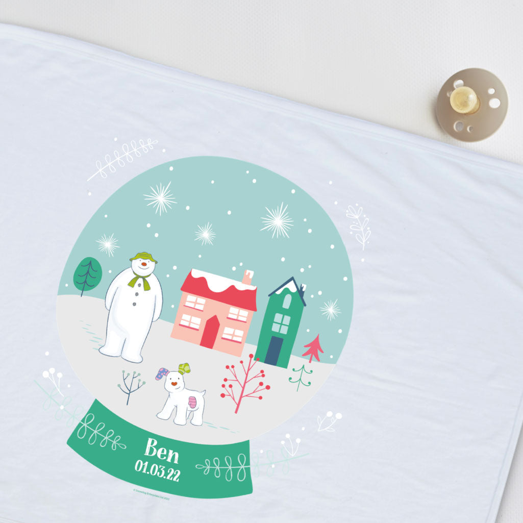 The Snowman and the Snowdog Snow Globe Personalised Blanket