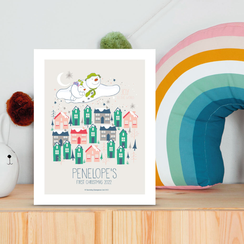 The Snowman and the Snowdog Joy to the World Personalised Art Print