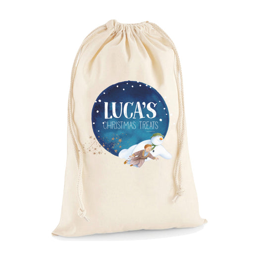 The Snowman Christmas Treats Personalised Christmas Sack