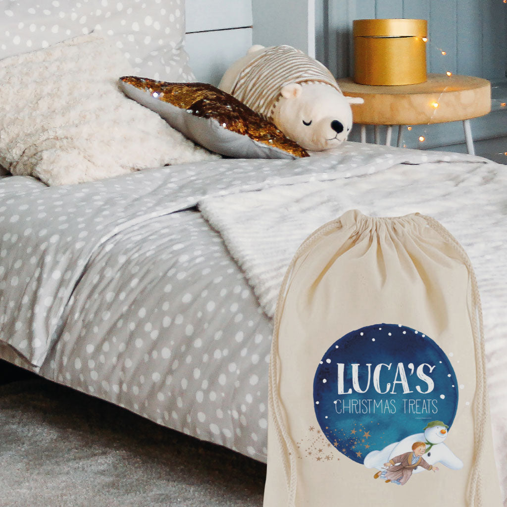 The Snowman Christmas Treats Personalised Christmas Sack
