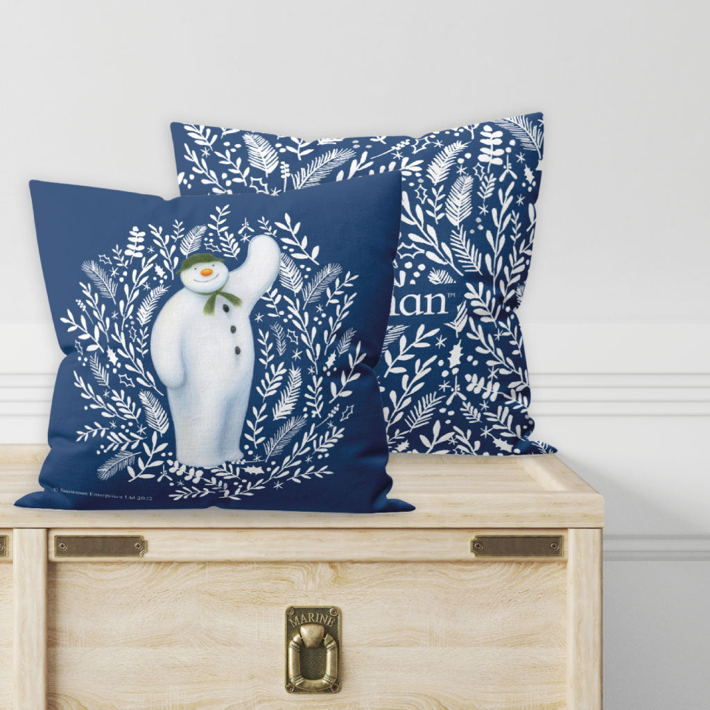 Winter Berries Blue Cushion