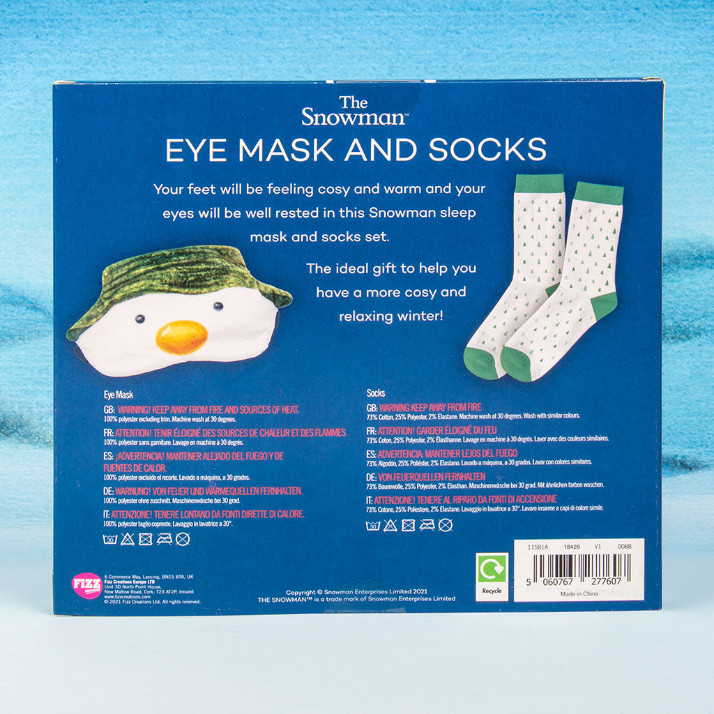 Snowman Socks and Sleep Mask Set