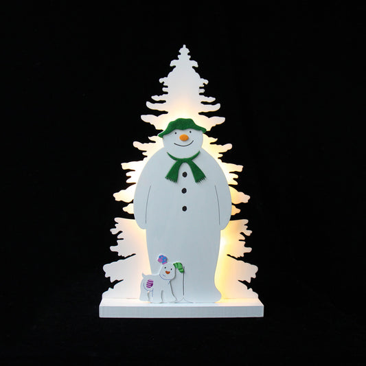 The Snowman & Snowdog in the Woods Light-Up Figure