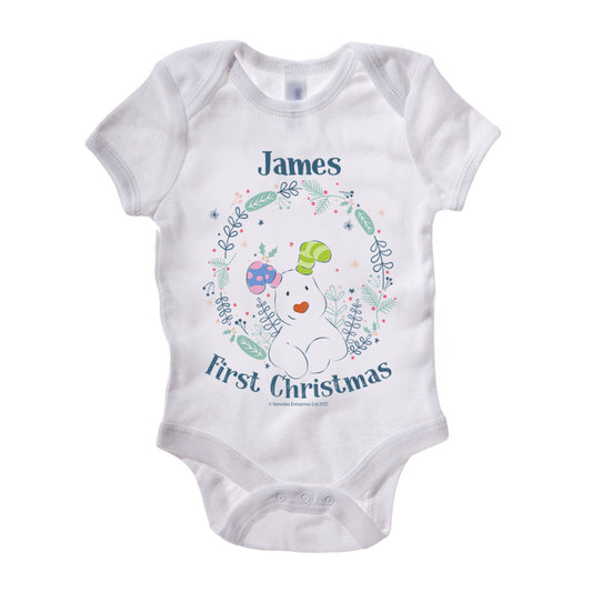 Snowdog First Christmas Personalised Baby Grow