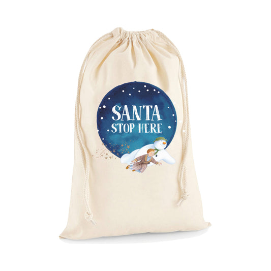 Santa Stop Here! The Snowman Laundry Bag