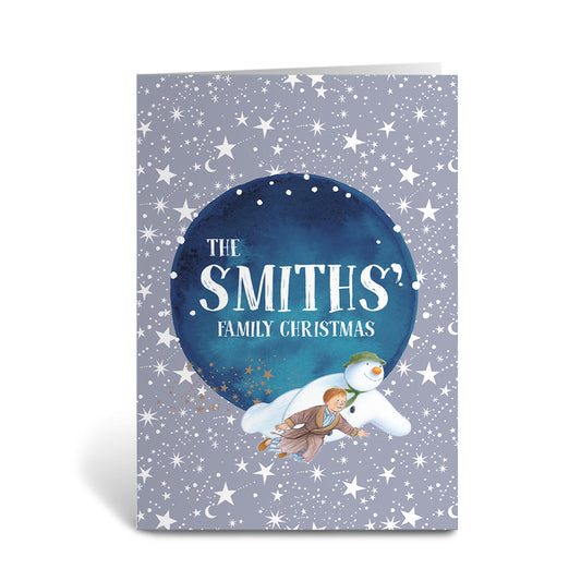 The Snowman Family Christmas Personalised Greeting Card